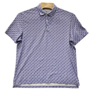 Ibkul‎ Short Sleeve Polo Men's XXL Surfboard & Palms Lavender/Charcoal UPF 50+